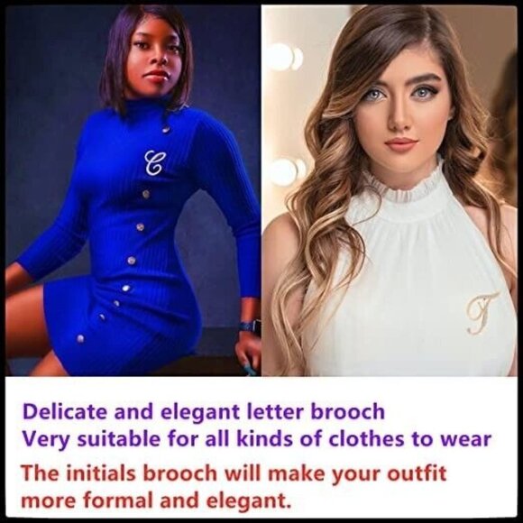 Initial Letter B Brooch Pin Fashion Silver and Gold with Crystals Set of… - Picture 6 of 6